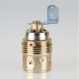 Befestigungswinkel Metall-Winkel 24x41,5mm fr E27/E14 Fassung mit Trompetennippel Messing