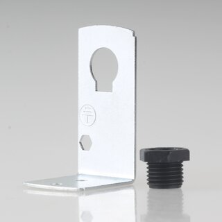 Befestigungswinkel Metall-Winkel 24x41,5mm fr E27/E14 Fassung mit Trompetennippel KU schwarz
