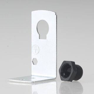 Befestigungswinkel Metall-Winkel 24x41,5mm fr E27/E14 Fassung mit Trompetennippel KU schwarz
