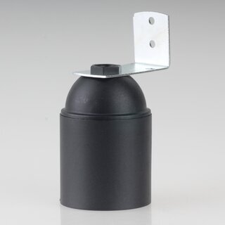 Befestigungswinkel Metall-Winkel 24x41,5mm fr E27/E14 Fassung mit Trompetennippel KU schwarz