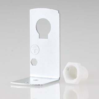 Befestigungswinkel Metall-Winkel 24x41,5mm fr E27/E14 Fassung mit Trompetennippel KU wei