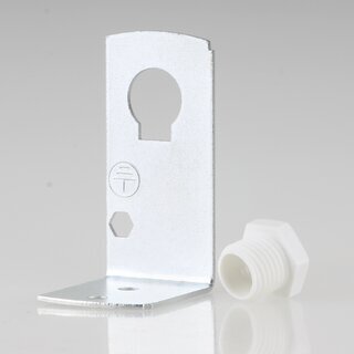 Befestigungswinkel Metall-Winkel 24x41,5mm fr E27/E14 Fassung mit Trompetennippel KU wei