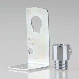Befestigungswinkel Metall-Winkel 24x41,5mm fr E27/E14 Fassung mit Zugentlastung Metall verchromt