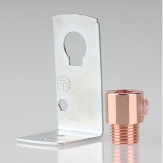 Befestigungswinkel Metall-Winkel 24x41,5mm fr E27/E14 Fassung mit Zugentlastung Metall verkupfert