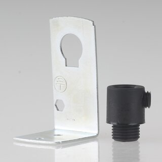 Befestigungswinkel Metall-Winkel 24x41,5mm fr E27/E14 Fassung mit Zugentlastung KU schwarz