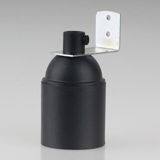Befestigungswinkel Metall-Winkel 24x41,5mm fr E27/E14 Fassung mit Zugentlastung KU schwarz