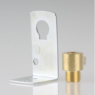 Befestigungswinkel Metall-Winkel 24x41,5mm fr E27/E14 Fassung mit Zugentlastung Messing roh