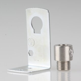 Befestigungswinkel Metall-Winkel 24x41,5mm fr E27/E14 Fassung mit Zugentlastung Edelstahloptik