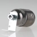 E27 Lampenfassung Metall schwarz-chrom mit Winkel & Zugentlastung verchromt