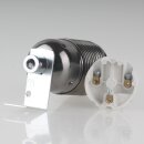 E27 Lampenfassung Metall schwarz-chrom mit Winkel & Zugentlastung verchromt