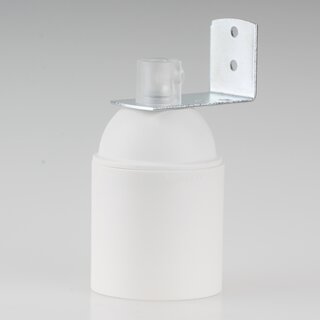 E27 Lampenfassung Kunststoff wei mit Winkel & Zugentlastung transparent
