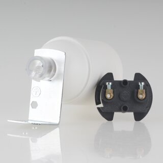 E27 Lampenfassung Kunststoff wei mit Winkel & Zugentlastung transparent