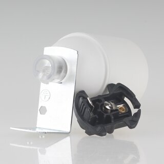 E27 Lampenfassung Kunststoff wei mit Winkel & Zugentlastung transparent