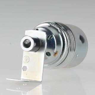 E27 Premium Lampenfassung Metall verchromt mit Winkel & Zugentlastung