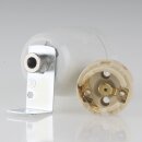 E27 Premium Lampenfassung Porzellan glasiert mit Winkel & Zugentlastung Edelstahloptik