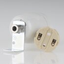 E27 Premium Lampenfassung Porzellan glasiert mit Winkel & Zugentlastung Edelstahloptik