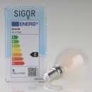 Sigor E14 LED Filament Tropfenlampe matt 5W (50W) 2700K warmweiß 630lm dimmbar