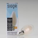 Sigor E14 LED Filament Kerzenlampe matt 5W (50W) 2700K...