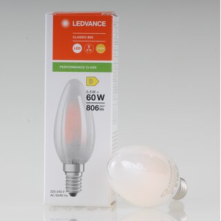 LEDVANCE E14 LED Leuchtmittel 5.5W=(60W) 240V Kerzen-Form matt 2700K warmwei 806 lm