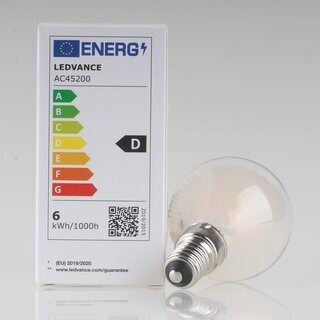 LEDVANCE E14 LED Leuchtmittel 5.5W=(60W) 240V Tropfen-Form matt 2700K warmwei  806 lm