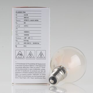 LEDVANCE E14 LED Leuchtmittel 5.5W=(60W) 240V Tropfen-Form matt 2700K warmwei  806 lm