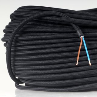 Textilkabel schwarz 2-adrig 2x0,5mm textilummantelte PVC-Schlauchleitung
