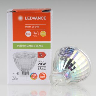 LEDVANCE GU4 MR11 LED-Leuchtmittel 2.8W=(20W) 12V 2700K 184 lm 36 Reflektor-Lampe dimmbar
