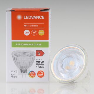 LEDVANCE GU4 MR11 LED-Leuchtmittel 2.8W=(20W) 12V 2700K 184 lm 36 Reflektor-Lampe dimmbar