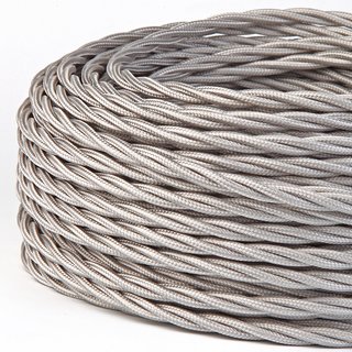 Textilkabel Stoffkabel silber 2-adrig 2x0,75 gedreht...