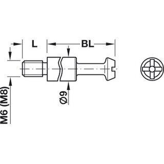 Hfele Verbindungsbolzen 9x38mm Maxifix S35 mit Gewinde M8 Stahl verzinkt