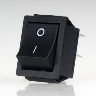 Wippschalter schwarz 2-polig EIN/AUS 30x22 mm 250V/16A unbeleuchtet mit PVC-Schutzkappe