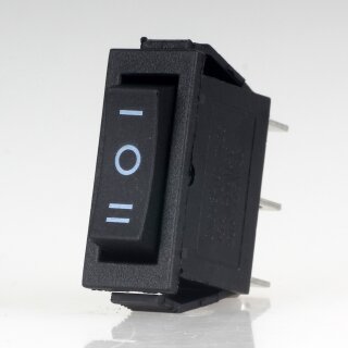 Einbau-Wippschalter schwarz 1-polig EIN/AUS/EIN 250V/15A Einbaumaß 30x11mm