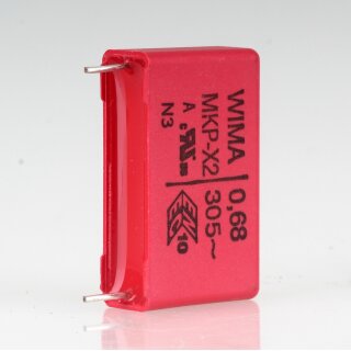 0,68uF 305V MKP-X2 Entstörkondensator 31x19mm Rastermaß 27,5mm