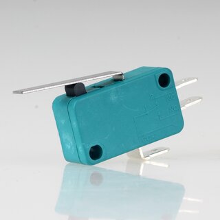 Mikroschalter 1-polig 10A/250V AC gr�n mit geradem Hebel 27,5 mm lang