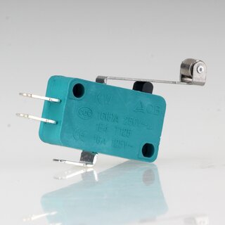 Mikroschalter 1-polig 10A/250V AC gr�n mit Rollenhebel 28...