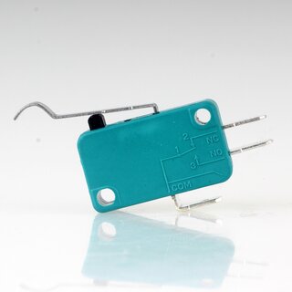 Mikroschalter 1-polig 10A/250V AC gr�n mit gebogenem Hebel 28 mm lang