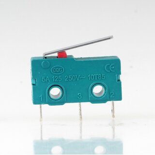 Mikroschalter 1-polig 5A/250V AC gr�n mit geradem Hebel 16 mm lang