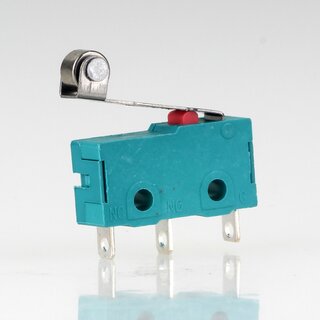 Mikroschalter 1-polig 5A/250V AC gr�n mit Rollenhebel 19 mm lang