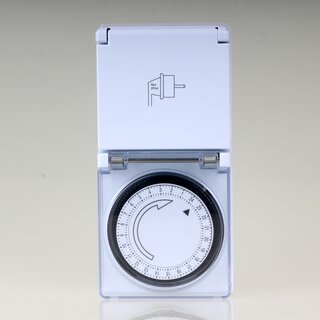 Elektromechanische Outdoor Steckdosen Zeitschaltuhr wei� mit 24 h-Tagesprogramm IP44