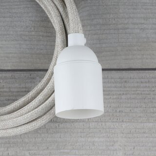 Textilkabel Kiesel mit E27 Lampenfassung Glattmantel Kunststoff wei� 1-5m