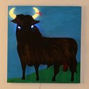 LED-Lichtplastik Motiv Stier aus Acrylglas und Holz...