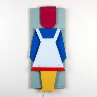 LED-Lichtplastik Motiv Krankenschwester Acrylglas und Holz 790�500�70mm K�nstler Rainer Schubert