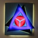 LED-Lichtplastik Motiv Automarke aus Acrylglas und Holz...