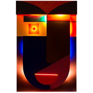 LED-Lichtplastik Motiv Das Gesicht aus Acrylglas und Holz 1350�900�75 mm K�nstler Rainer Schubert