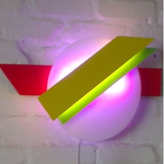 LED-Lichtplastik Motiv Positiv aufsteigend aus Acrylglas und Holz 300�450mm K�nstler Rainer Schubert