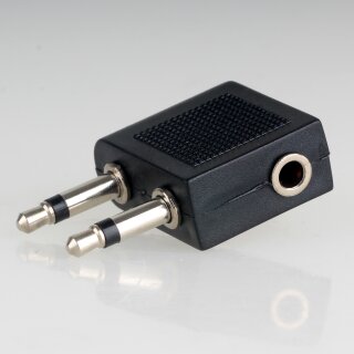 Flugzeug- / Reise-Kopfhörer-Adapter 2 x 3,5mm AUX-Klinke auf 1 x 3,5mm Buchse