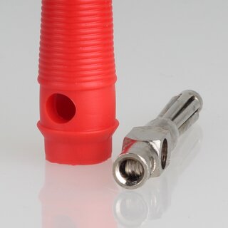 Bananenstecker B�schelstecker rot mit Schraubklemme und 4mm Querloch trittfest