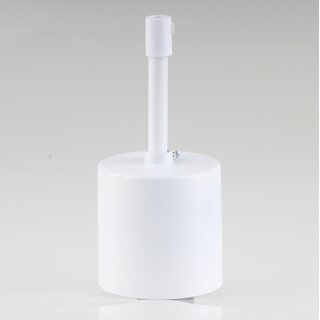 Lampen Deckenbaldachin 62x63mm Zylinderform Metall wei� mit Pendelrohr und Zugentlastung Kunststoff