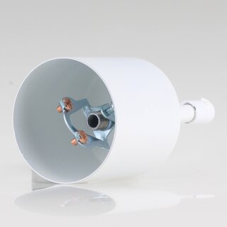 Lampen Deckenbaldachin 62x63mm Zylinderform Metall wei� mit Pendelrohr und Zugentlastung Kunststoff