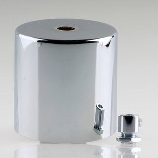 Lampen Deckenbaldachin 62x63mm Zylinderform Metall verchromt mit Zugentlastung Metall